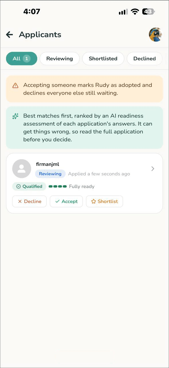 Applicant list ranked by AI readiness